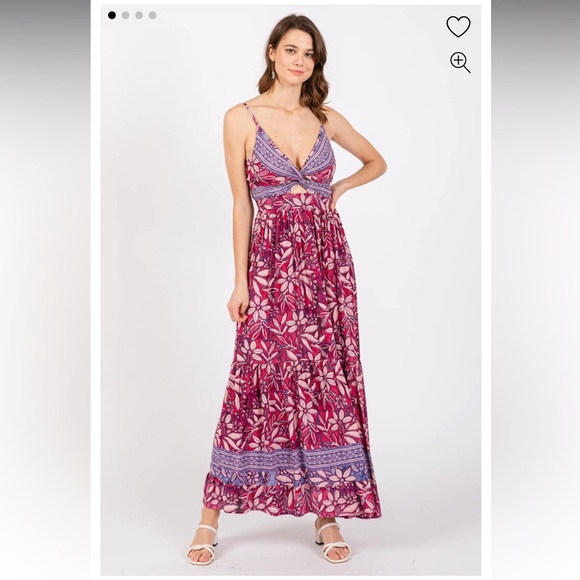 Angie Dresses & Skirts - Angie Floral Maxi Dress with Cut Out Detail